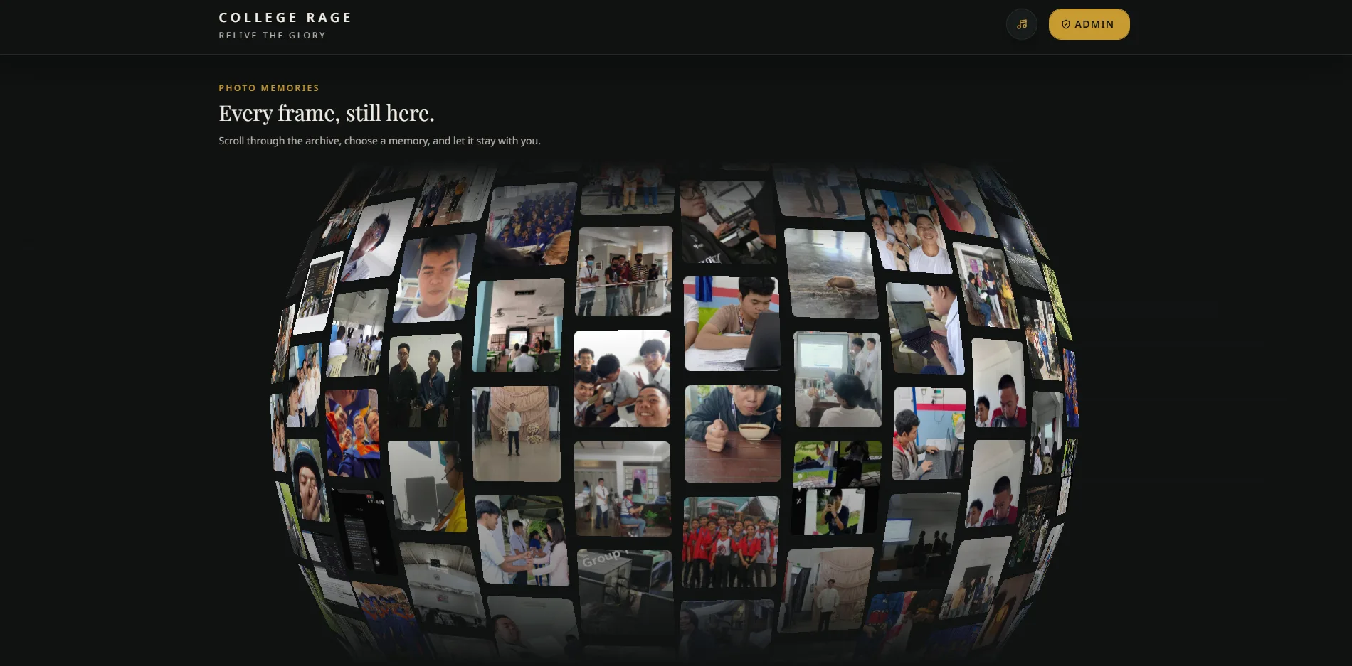 College Rage photo memories page